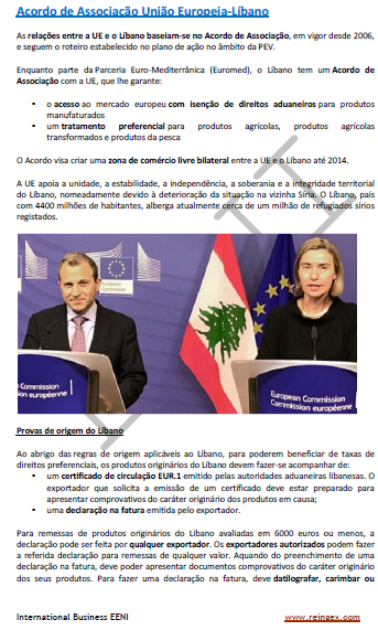 Doutoramento Mestrado: Acordo de Associação União Europeia-Líbano