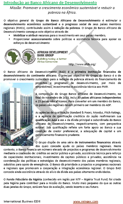 Banco Africano de Desenvolvimento (Mestrado) Angola, Cabo Verde, Guiné-Bissau, Moçambique