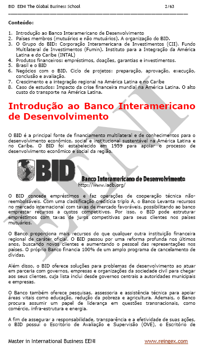 Banco Interamericano de Desenvolvimento (Brasil) Impulsionando o crescimento através do comércio regional e internacional