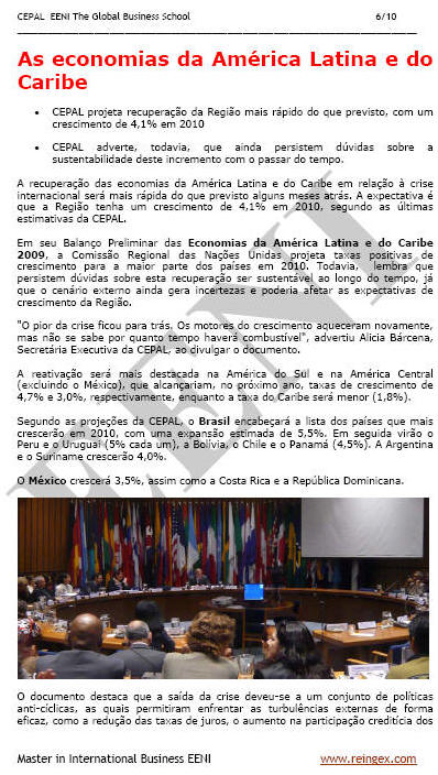 Comissão Económica para a América Latina e as Caraíbas (CEPAL, Brasil) Relatórios económicos