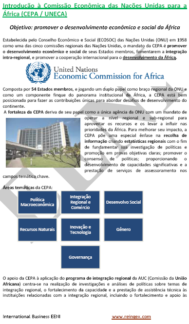 Comissão Económica das Nações Unidas para a África (UNECA) Angola, Moçambique, Cabo Verde, Guiné-Bissau, São Tomé e Príncipe