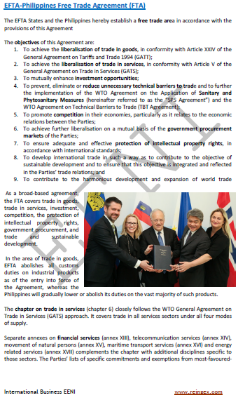 Associação Europeia de Livre-Comércio -Filipinas Acordo de Livre-Comércio (curso mestrado doutoramento)