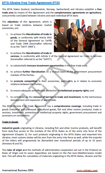 Associação Europeia de Livre-Comércio -Ucrânia Acordo de Livre-Comércio (curso mestrado doutoramento)