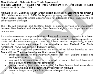 Acordo de Livre-Comércio Malásia-Nova Zelândia