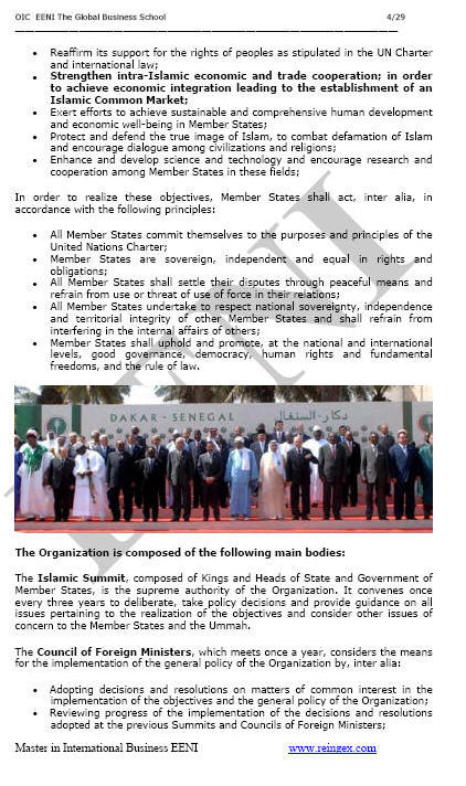 Organização para a Cooperação Islâmica (OCI) Mercado comum islâmico
