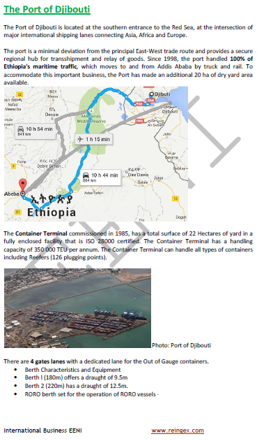 Porto do Jibuti, Tadjourah, Goubet. Acesso à Etiópia. Transporte Marítimo