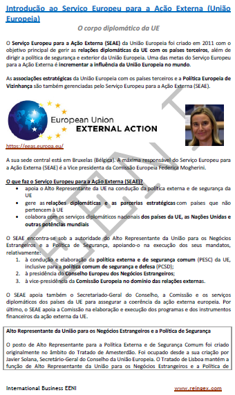 Serviço Europeu para a Ação Externa (UE): o corpo diplomático da UE. Portugal