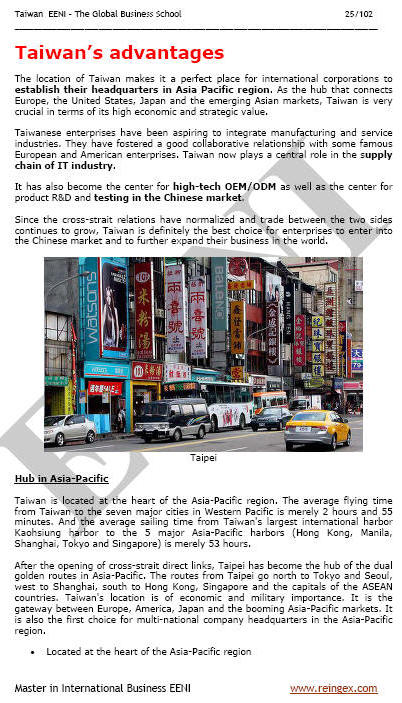Curso Mestrado: Comércio exterior e negócios em Taiwan