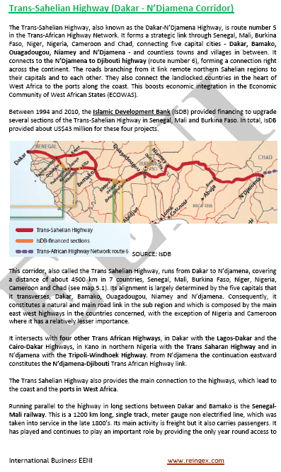 Rodovia Transaheliana Dacar-Jamena: Senegal, Mali, Burquina Faso, Níger, Nigéria, Camarões, Chade. Curso transporte rodoviário
