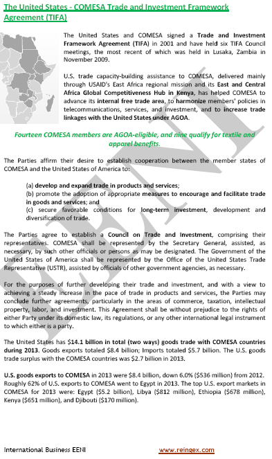 Acordo Estados Unidos-COMESA (Mercado Comum da África Oriental e Austral)