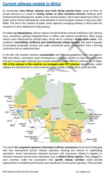 Transporte ferroviário em África. Sistemas ferroviários africanos: Botsuana, Camarões, Quénia, Madagáscar, Marrocos, Senegal