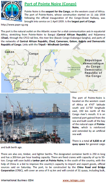 Porto de Pointe-Noire, República do Congo, acesso à República Centro-Africana, Chade
