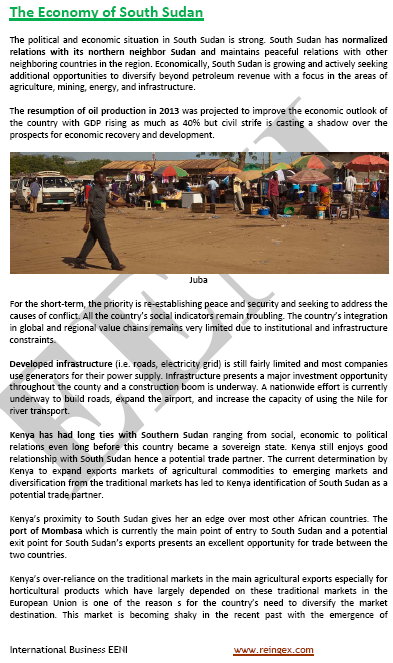 Comércio Exterior e negócios no Sudão do Sul
