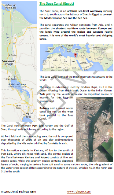 Canal de Suez (Egito): 8% transporte marítimo mundial
